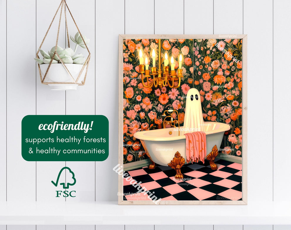 Ghost in Bathtub Print