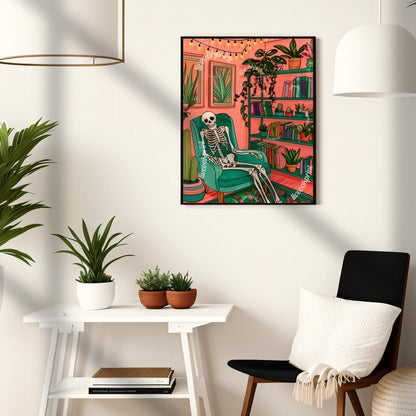 Skeleton In A Cozy Living Room