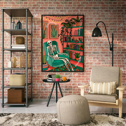 Skeleton In A Cozy Living Room