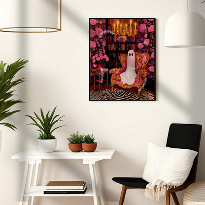 Cozy Ghost in a Vintage Library