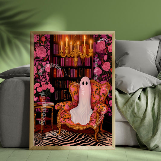 Cozy Ghost in a Vintage Library
