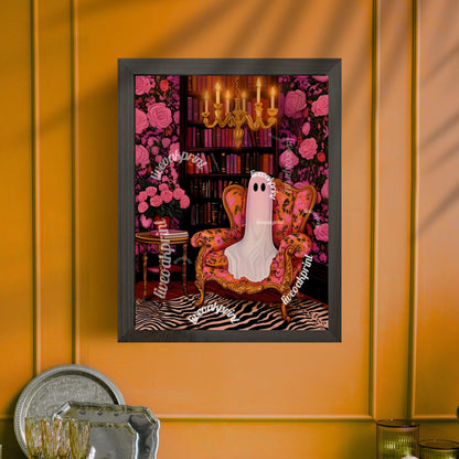 Cozy Ghost in a Vintage Library