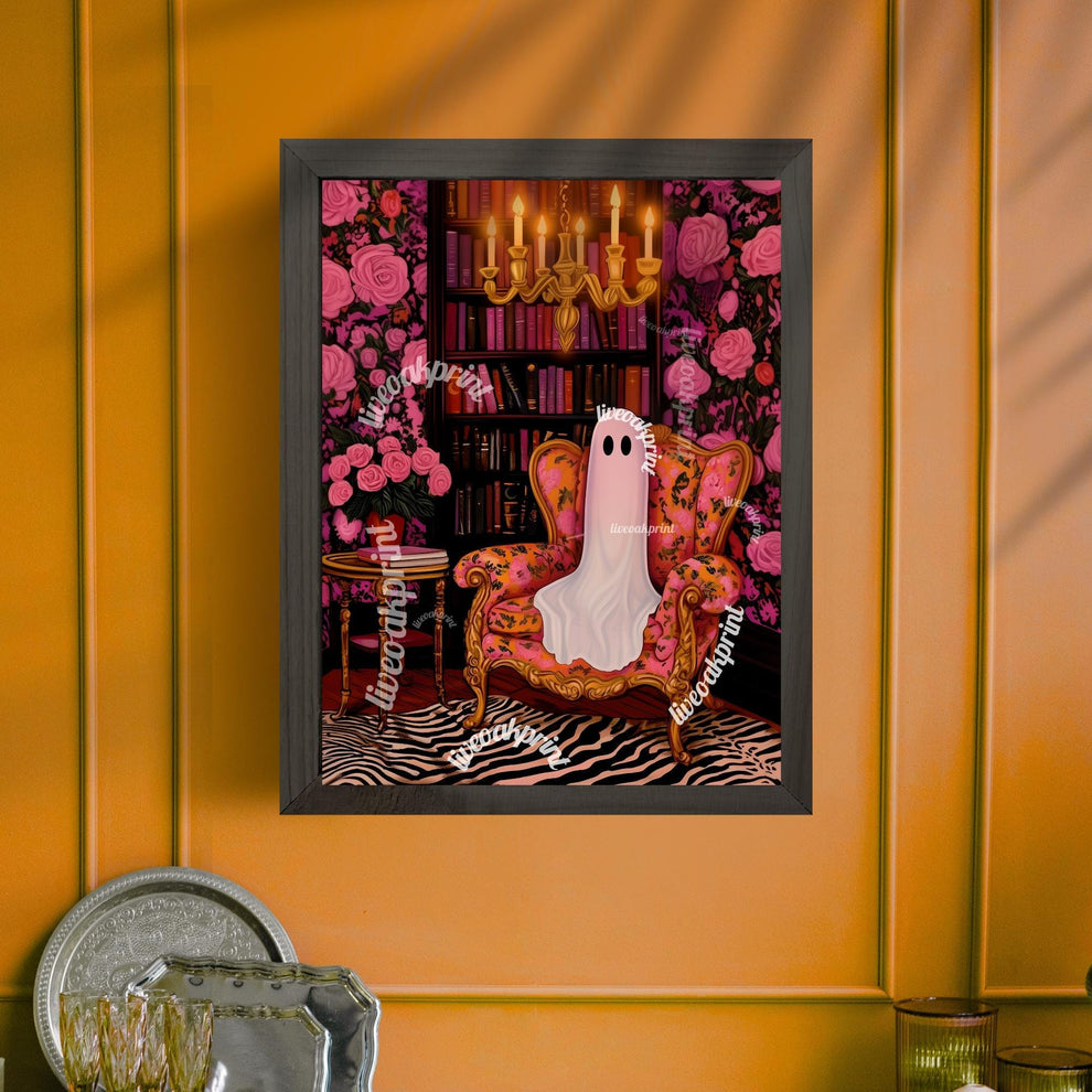 Cozy Ghost in a Vintage Library