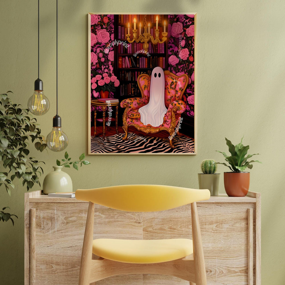 Cozy Ghost in a Vintage Library