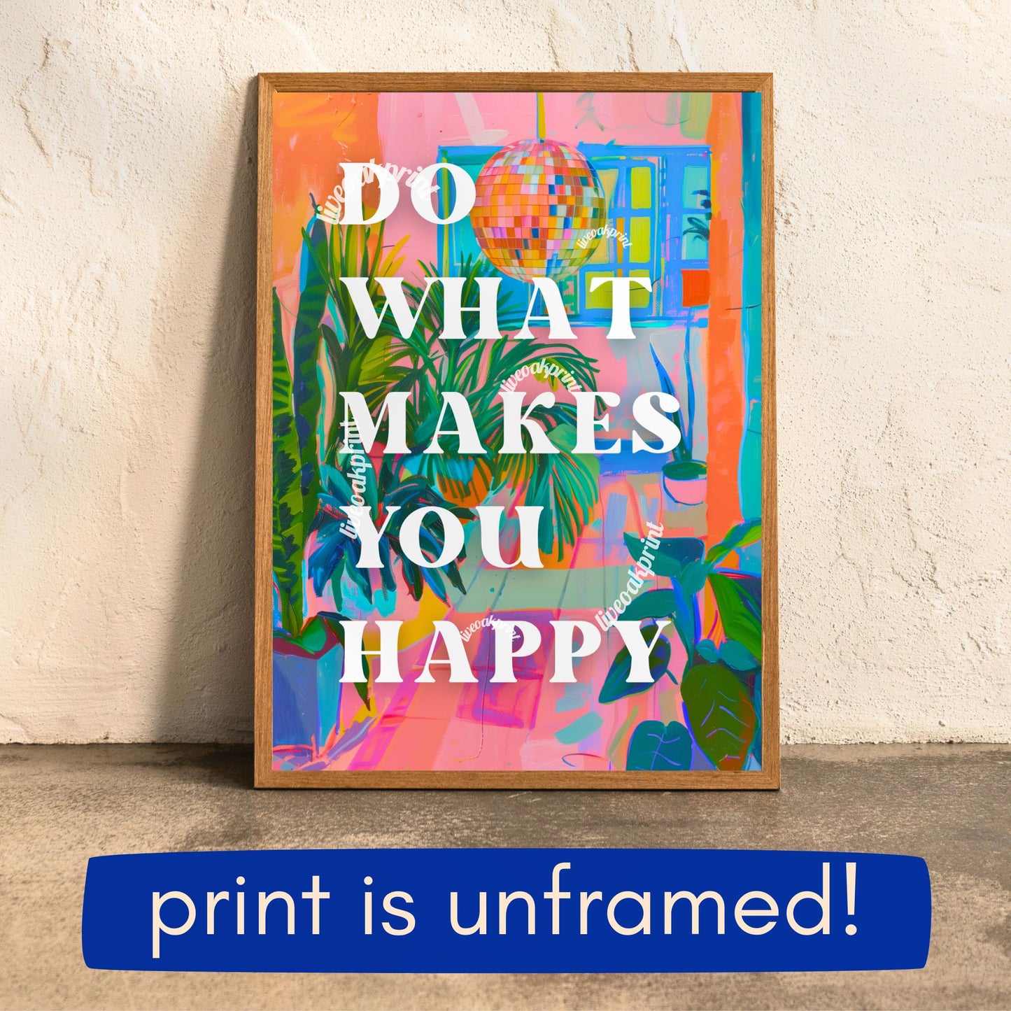 Do What Makes You Happy Print - Positive Quote Art - Anti Anxiety Wall Sign - 1970s Retro  - Disco Wall Art - Groovy Wall Art