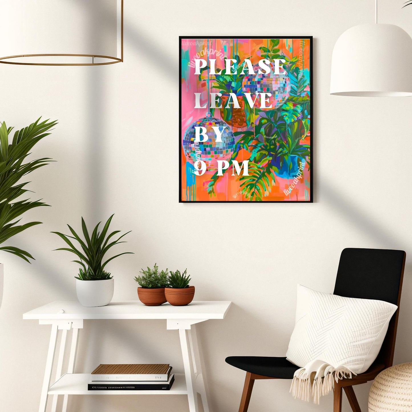 Please Leave By 9 Pm Sign | Aesthetic Leave by 9 Print | Maximalist Wall Art