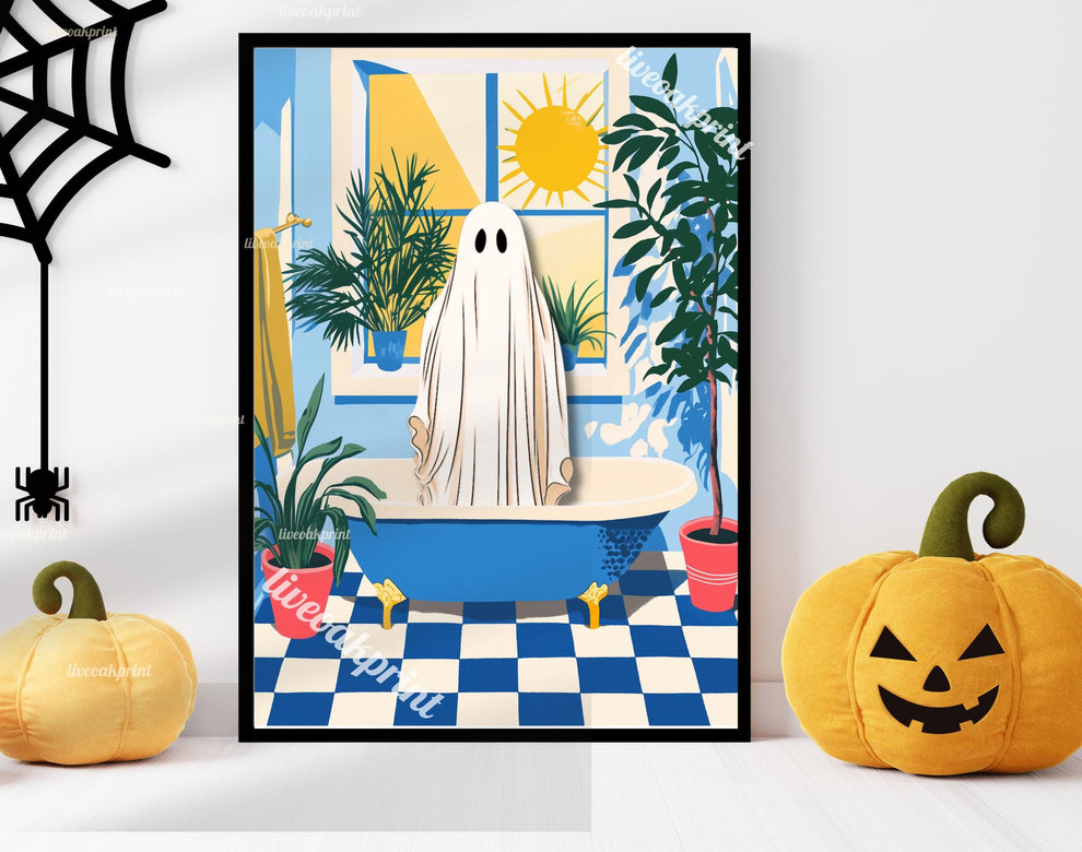 Oscar the Ghost in a Classic Blue Bathtub