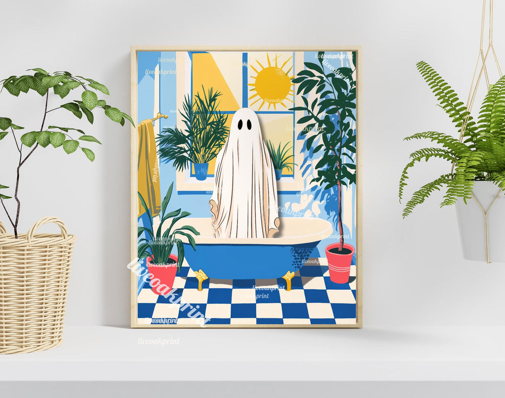 Oscar the Ghost in a Classic Blue Bathtub