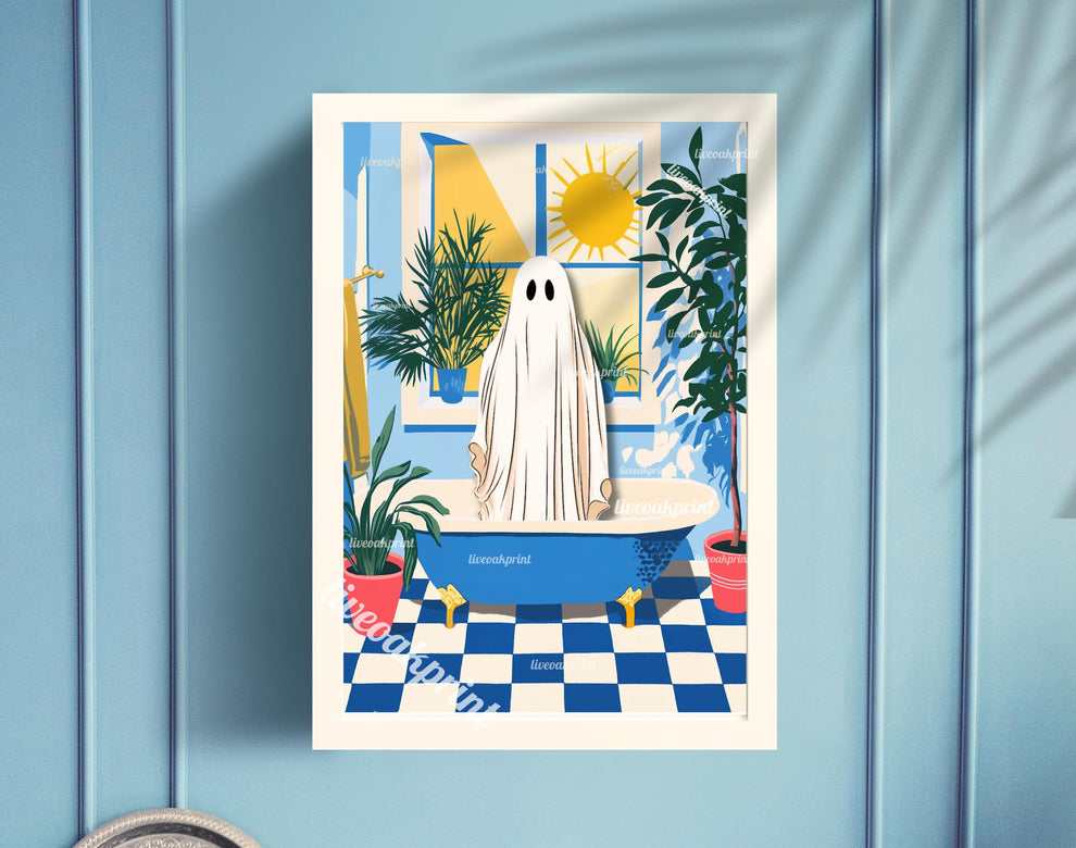 Oscar the Ghost in a Classic Blue Bathtub