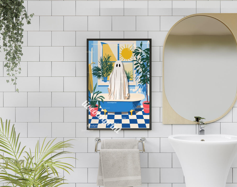 Oscar the Ghost in a Classic Blue Bathtub