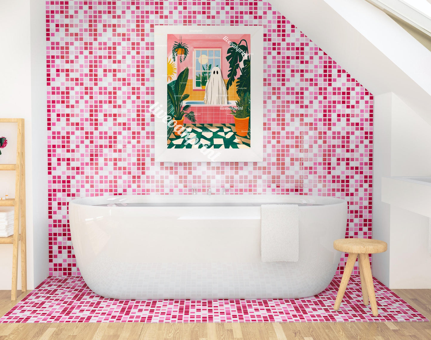 Oscar the Ghost in a Tropical Jungle Bathroom