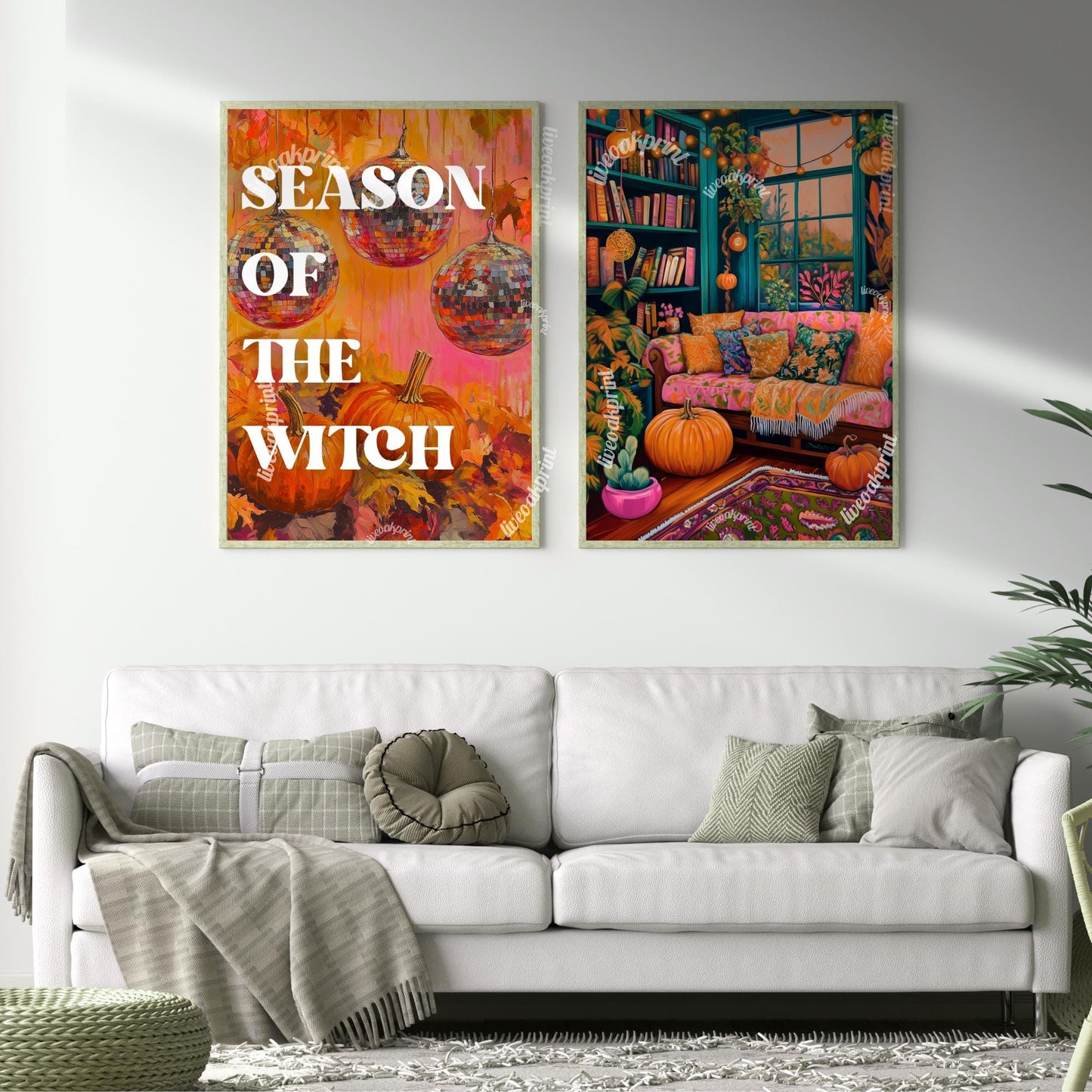 Cozy Halloween Living Room Print