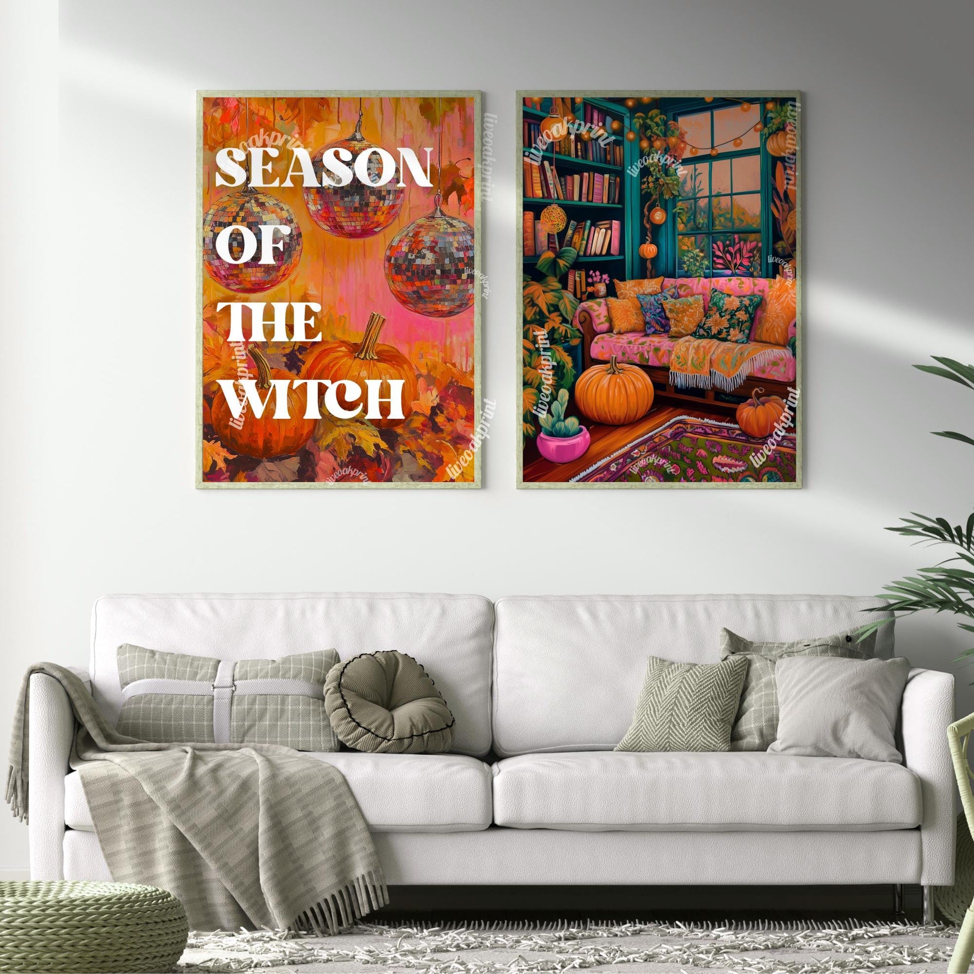 Cozy Halloween Living Room Print