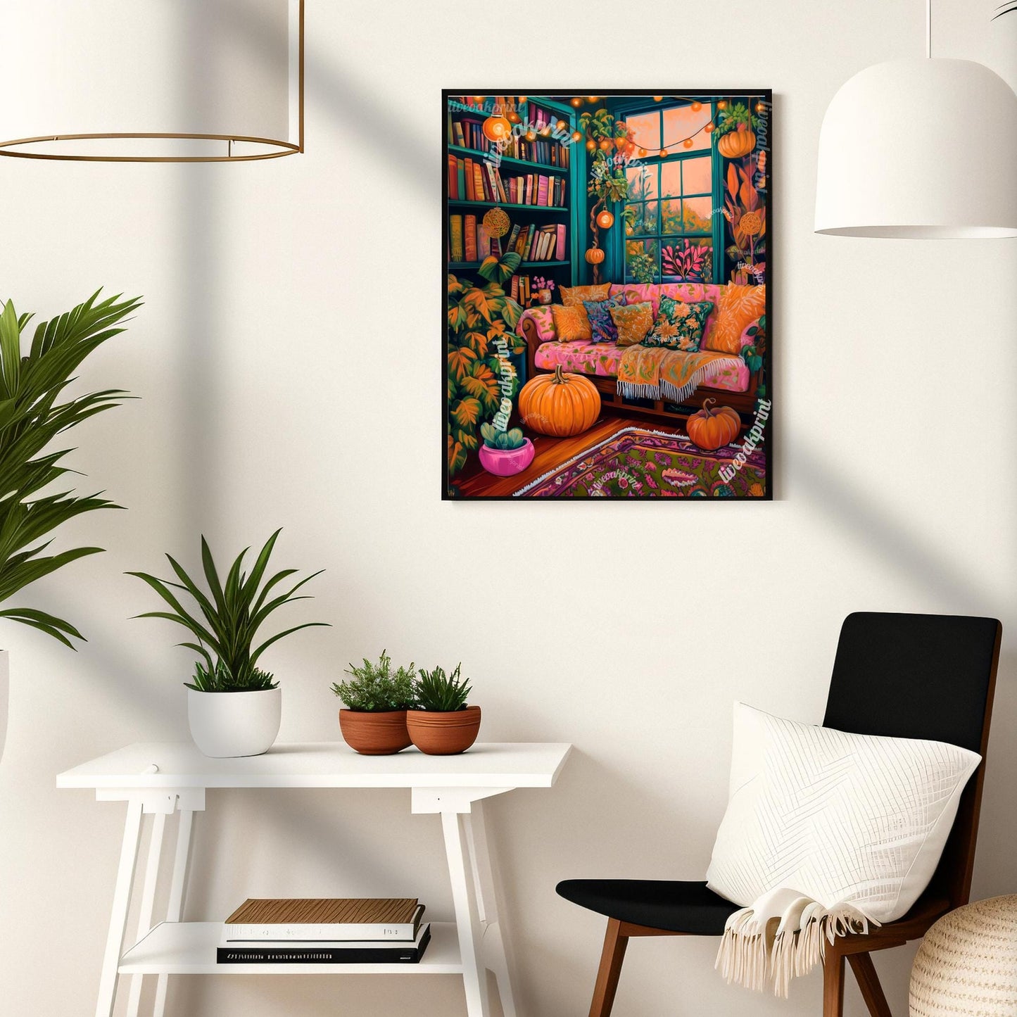 Cozy Halloween Living Room Print
