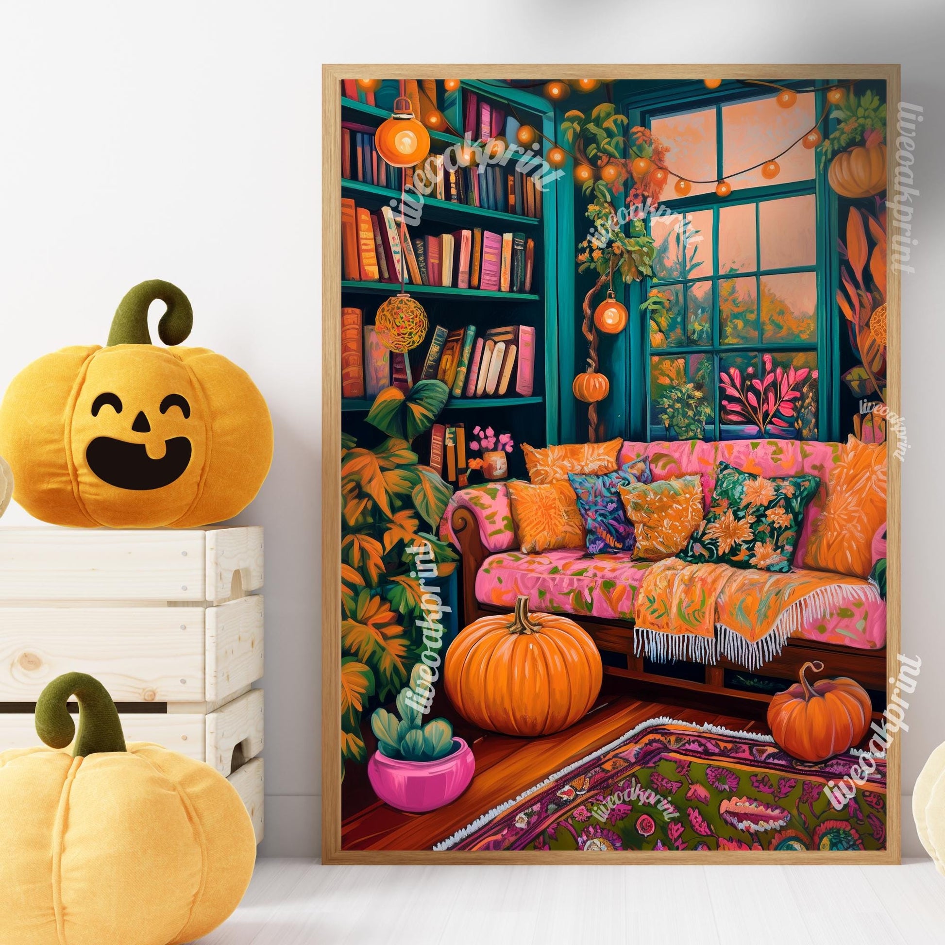 Cozy Halloween Living Room Print