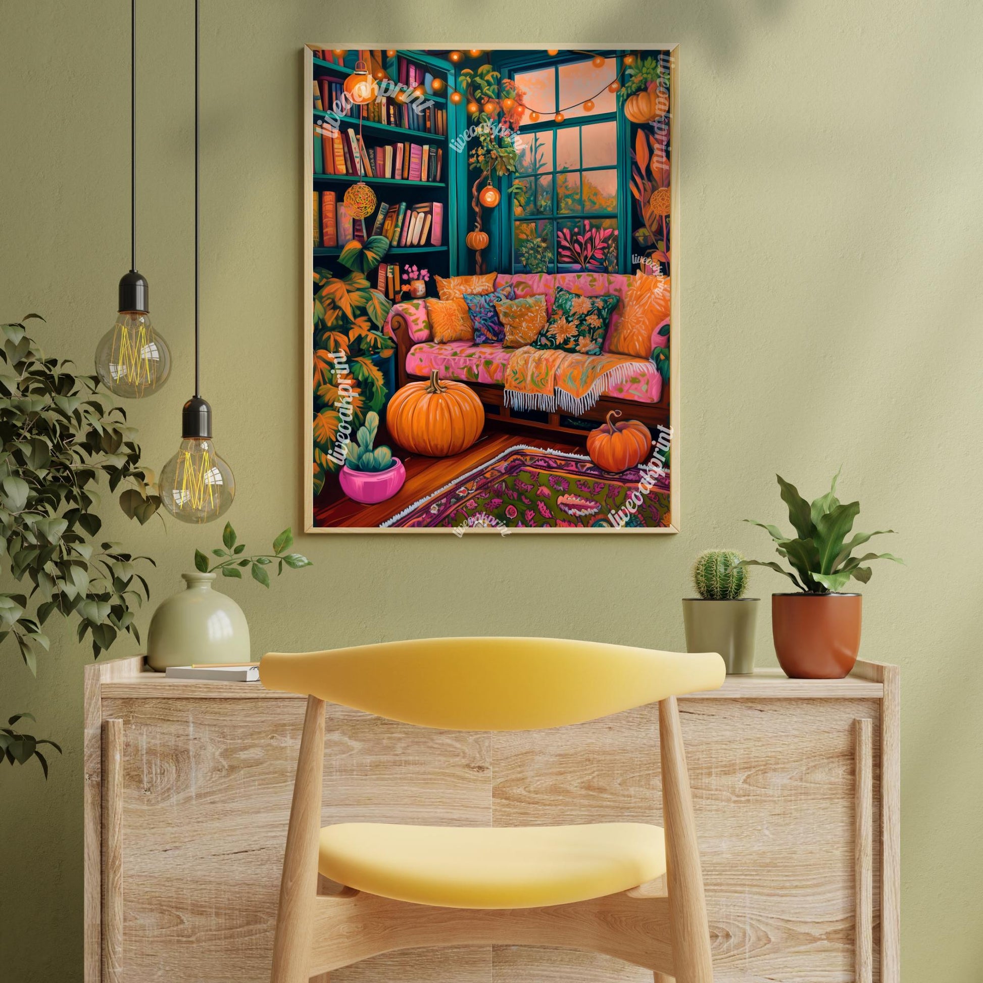 Cozy Halloween Living Room Print