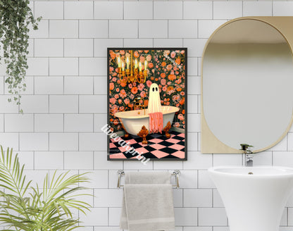 Ghost in Bathtub Print