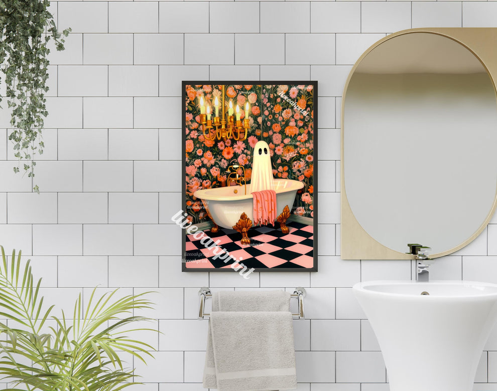 Ghost in Bathtub Print