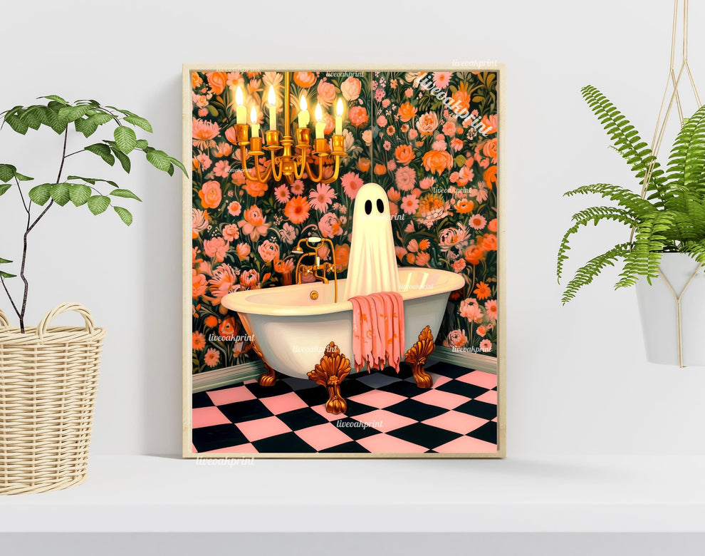 Ghost in Bathtub Print