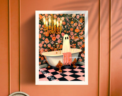 Ghost in Bathtub Print