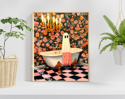 Ghost in Bathtub Print