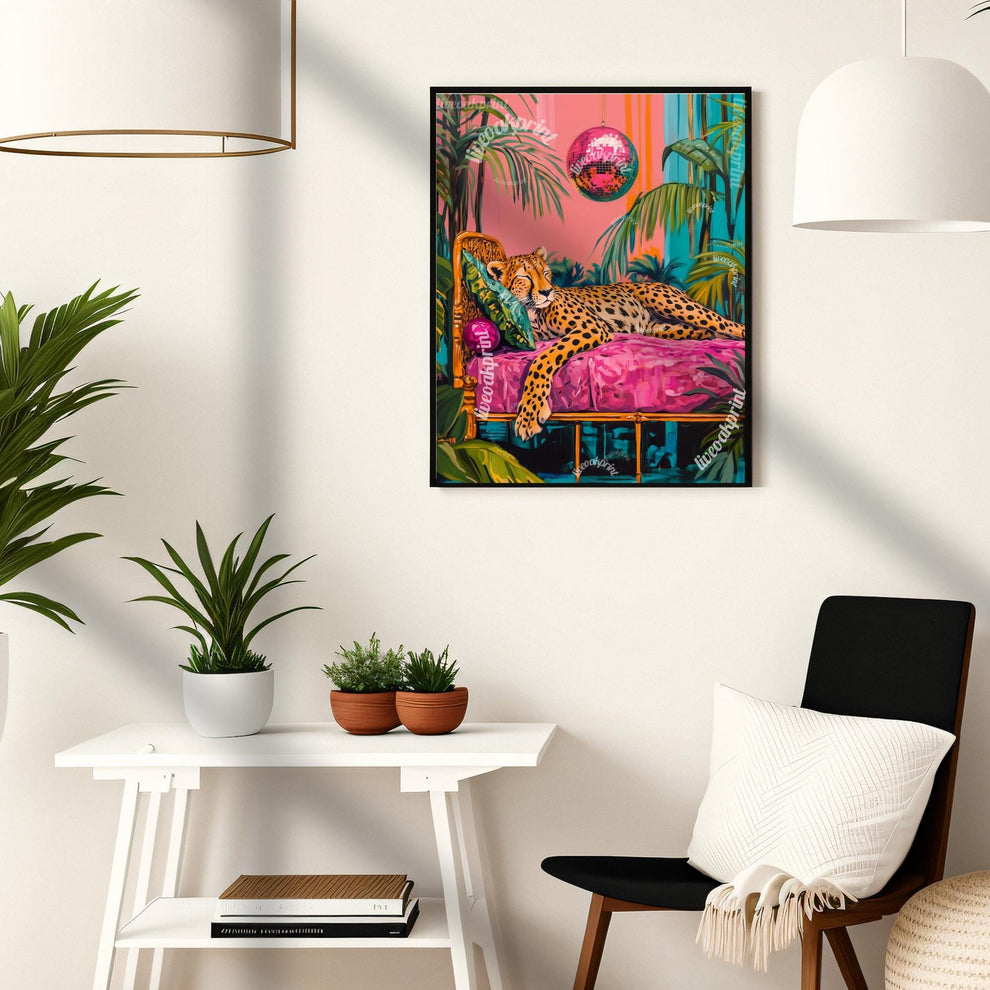 Cheetah Sleeping Under A Disco Ball