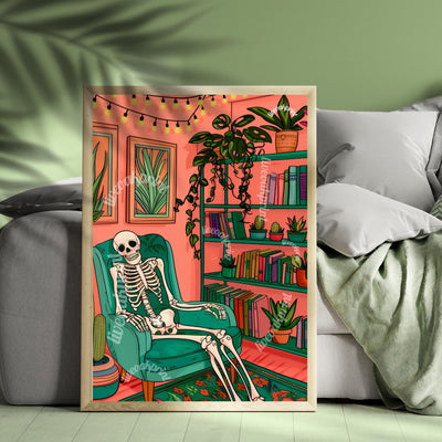Skeleton In A Cozy Living Room