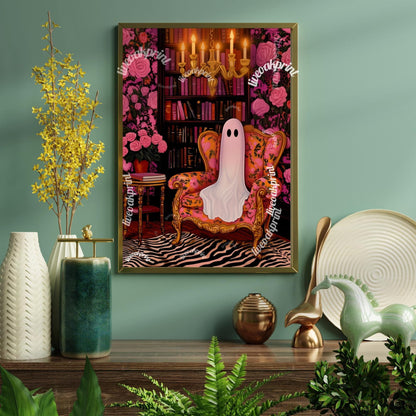 Cozy Ghost in a Vintage Library