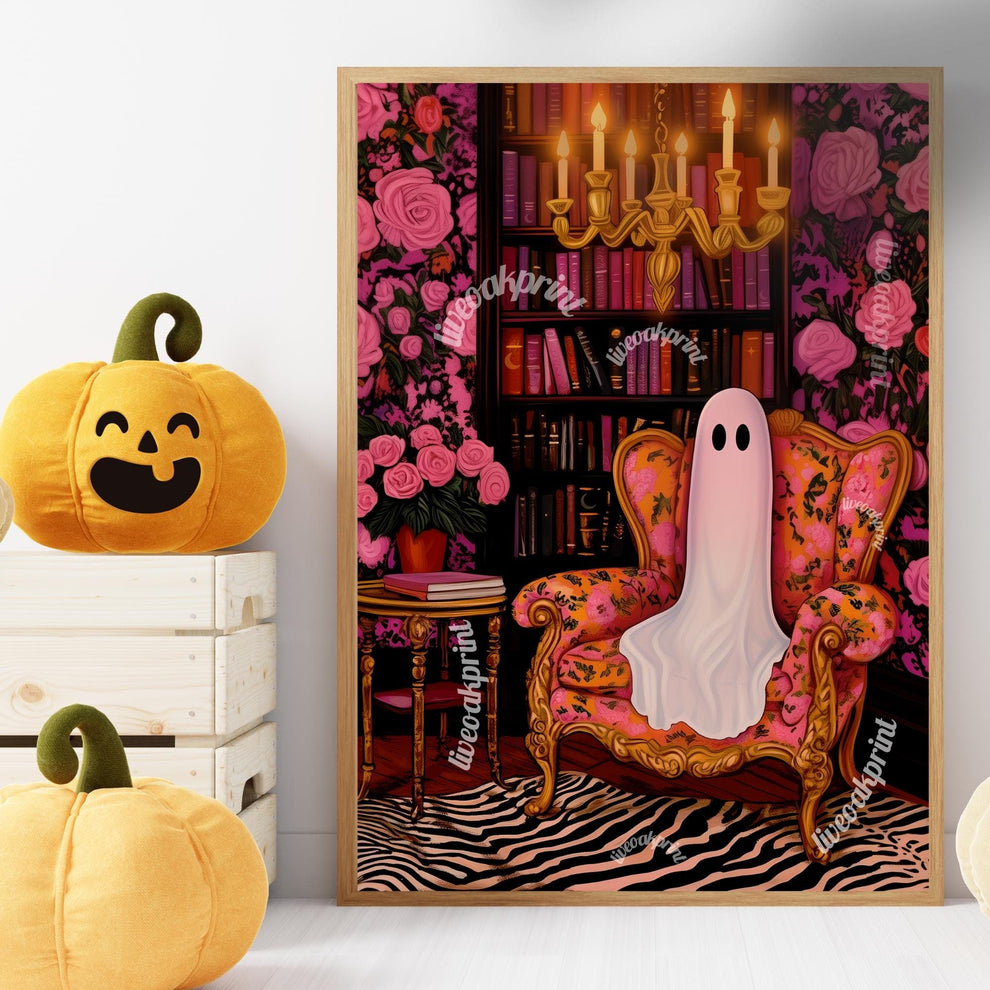 Cozy Ghost in a Vintage Library