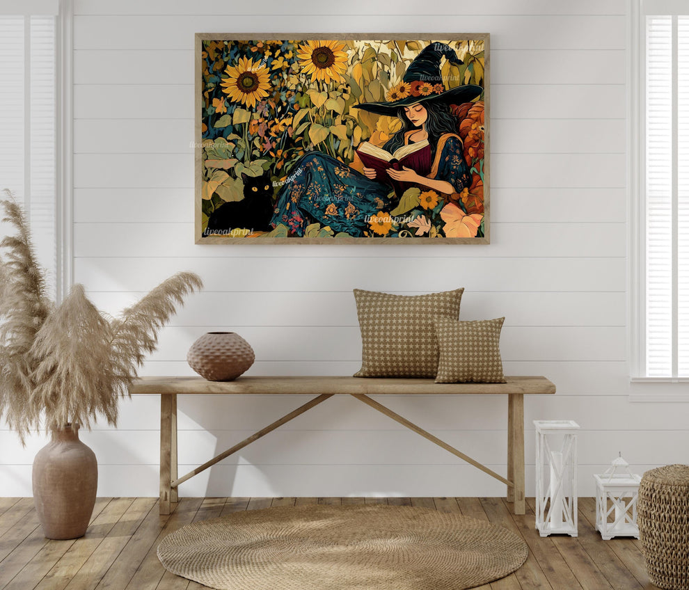 Witch Reading a Book In A Fall Garden