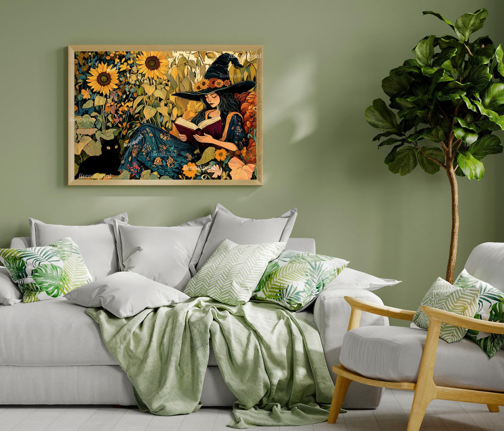 Witch Reading a Book In A Fall Garden