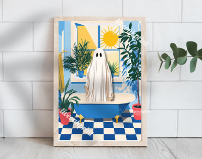 Oscar the Ghost in a Classic Blue Bathtub