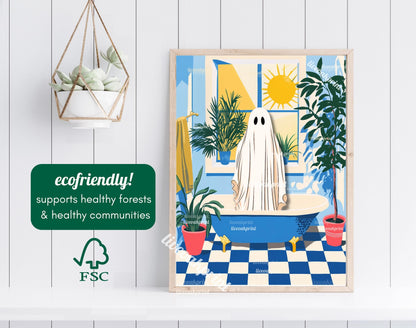 Oscar the Ghost in a Classic Blue Bathtub