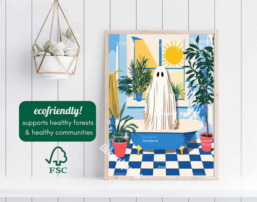 Oscar the Ghost in a Classic Blue Bathtub