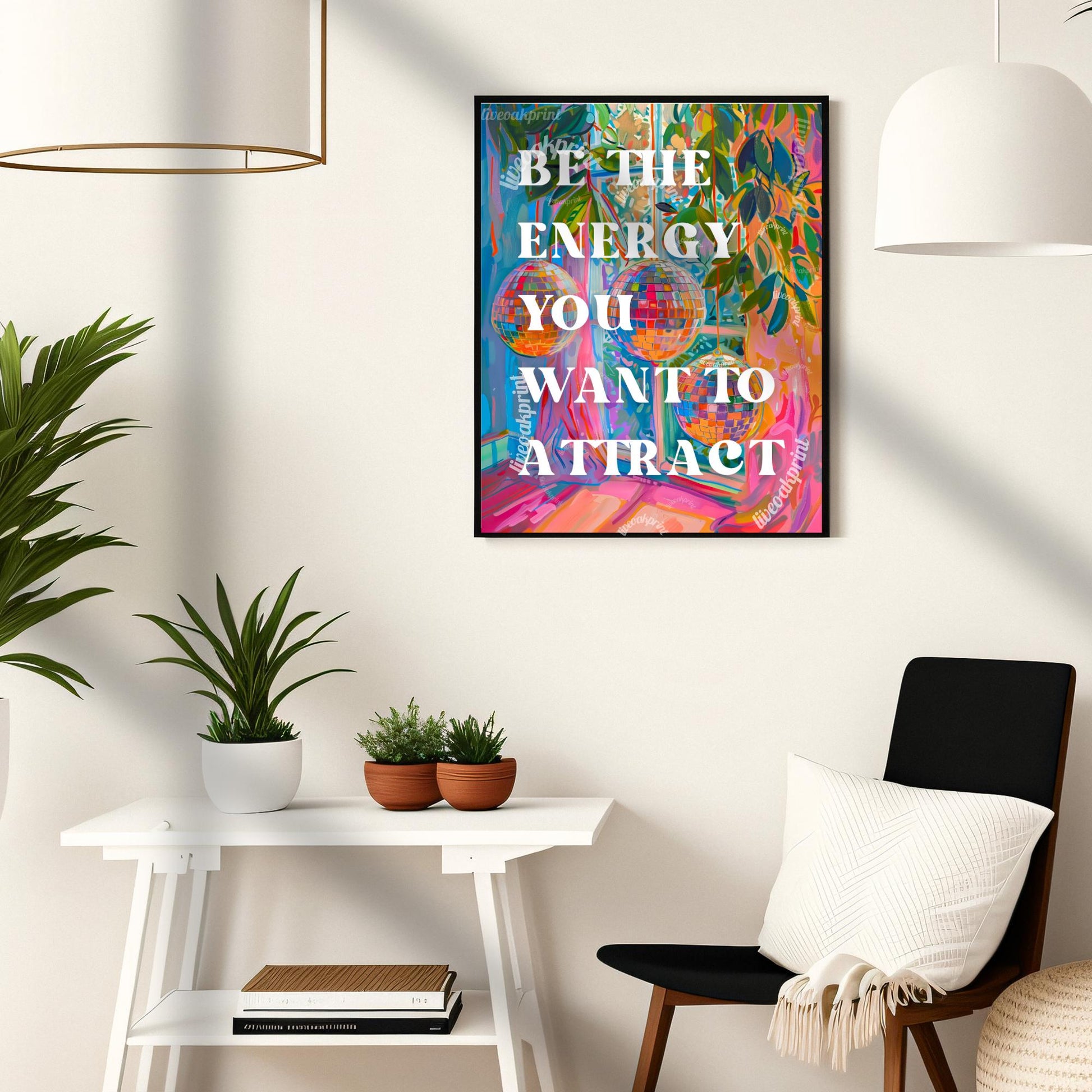 Be The Energy You Want To Attract - Manifesting Wall Art - Law of Attraction - 1970s Retro - Disco Living Room Print - Groovy Wall Art