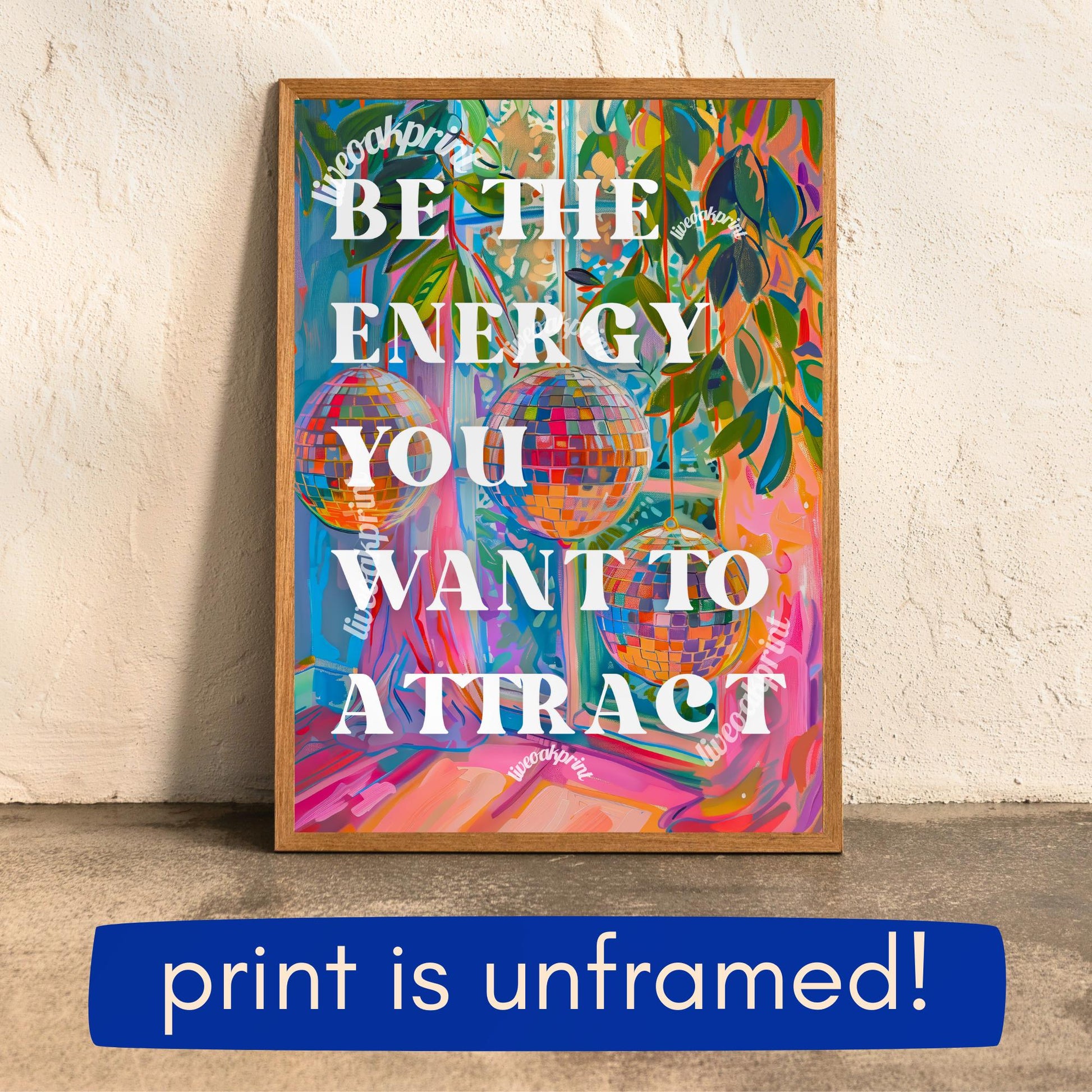 Be The Energy You Want To Attract - Manifesting Wall Art - Law of Attraction - 1970s Retro - Disco Living Room Print - Groovy Wall Art