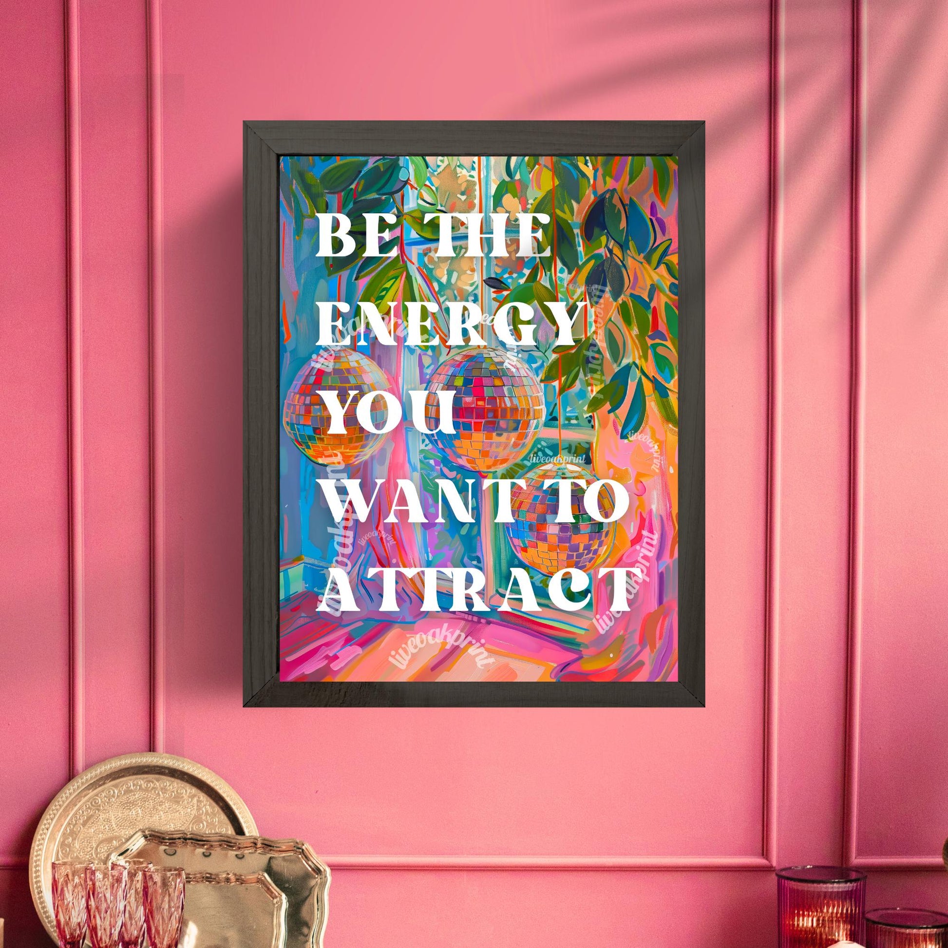 Be The Energy You Want To Attract - Manifesting Wall Art - Law of Attraction - 1970s Retro - Disco Living Room Print - Groovy Wall Art