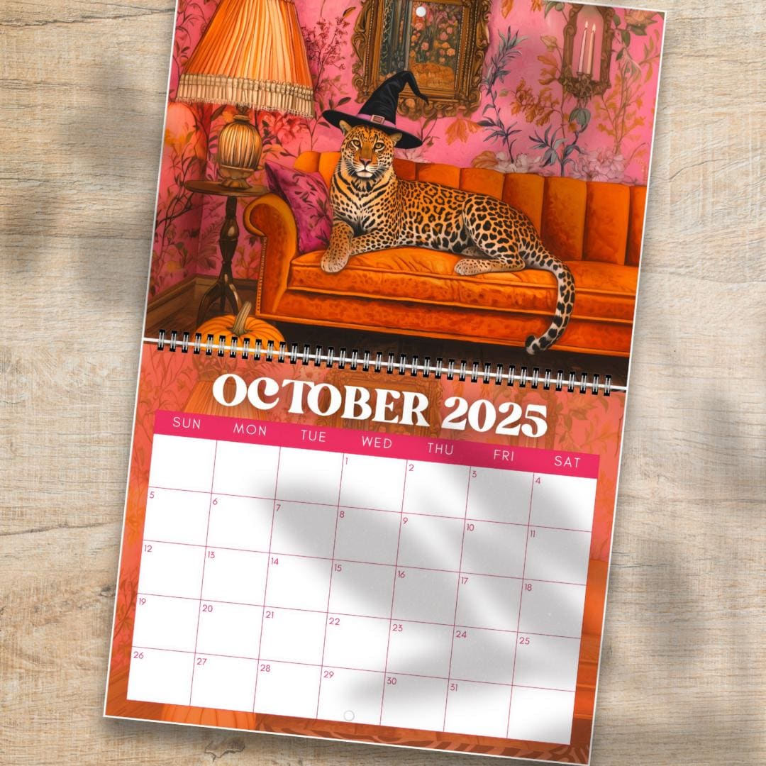 2025 Calendar : Wild Animals - Maximalist Wall Calendar - Maximalist Gift Ideas - Animal Christmas Gift - Leopard Gifts - Leopard Calendar