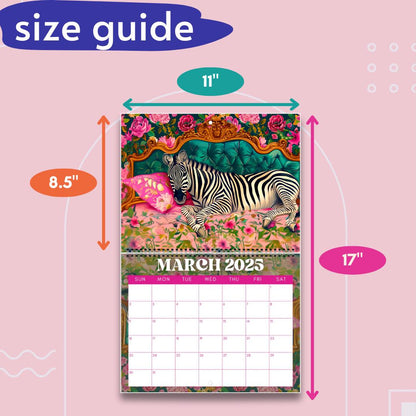 2025 Calendar : Wild Animals - Maximalist Wall Calendar - Maximalist Gift Ideas - Animal Christmas Gift - Leopard Gifts - Leopard Calendar