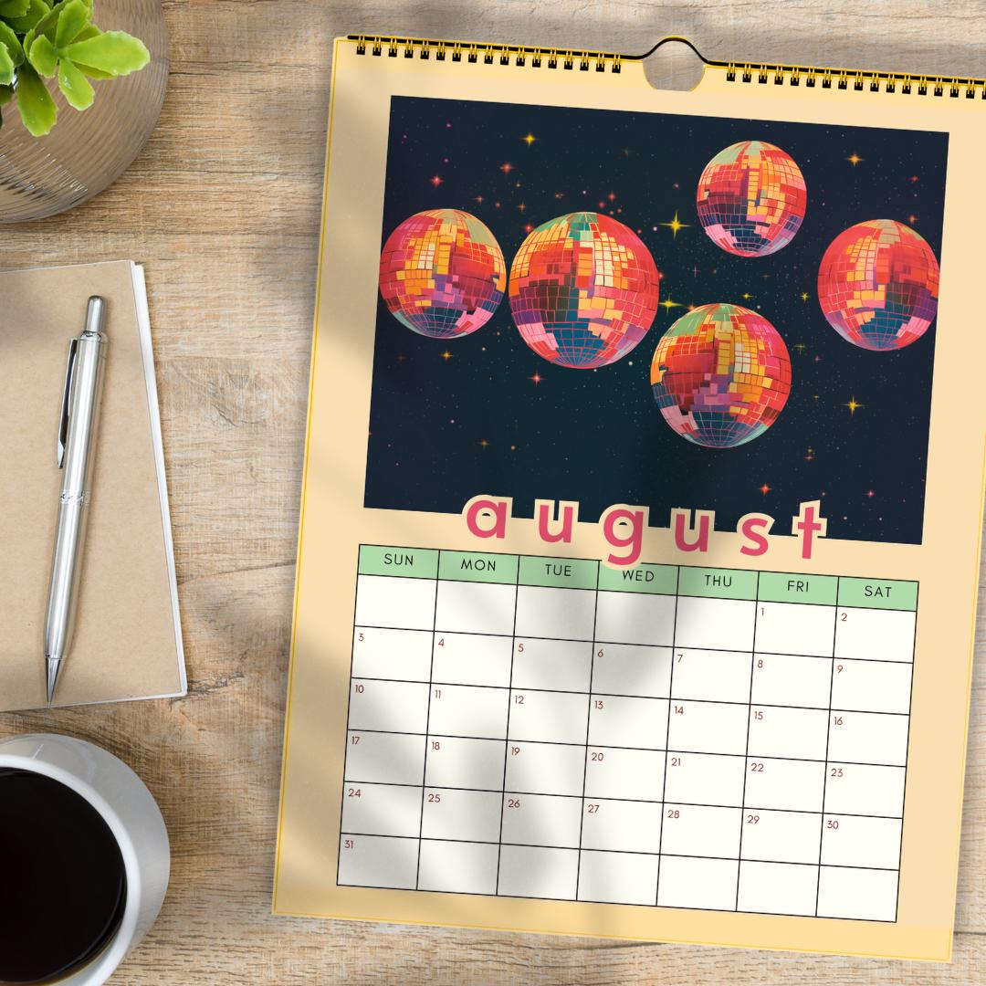 2025 Disco Calendar | 2025 Colorful Calendar | Disco Ball Gift | Disco Ball Wall Calendar