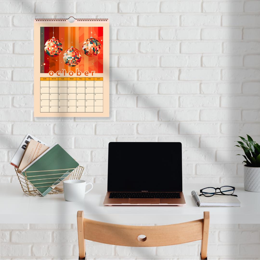 2025 Disco Calendar | 2025 Colorful Calendar | Disco Ball Gift | Disco Ball Wall Calendar