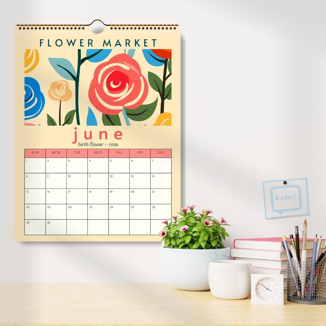 2025 Flower Market Calendar - 2025 Flower Calendar - Botanical Calendar - Floral Calendar - Birth Flower Calendar 2025 - 2025 Planner