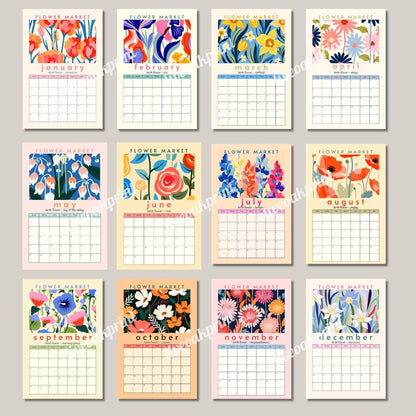 2025 Flower Market Calendar - 2025 Flower Calendar - Botanical Calendar - Floral Calendar - Birth Flower Calendar 2025 - 2025 Planner