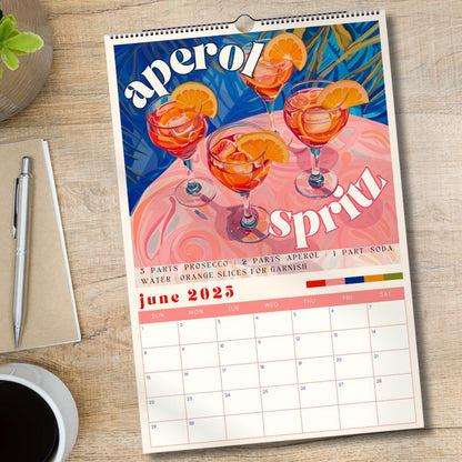 2025 Cocktail Calendar | Monthly Cocktail Recipe Calendar | Cocktail Wall Art | Cocktail Gift | Bartender Gift | Mixology Gift