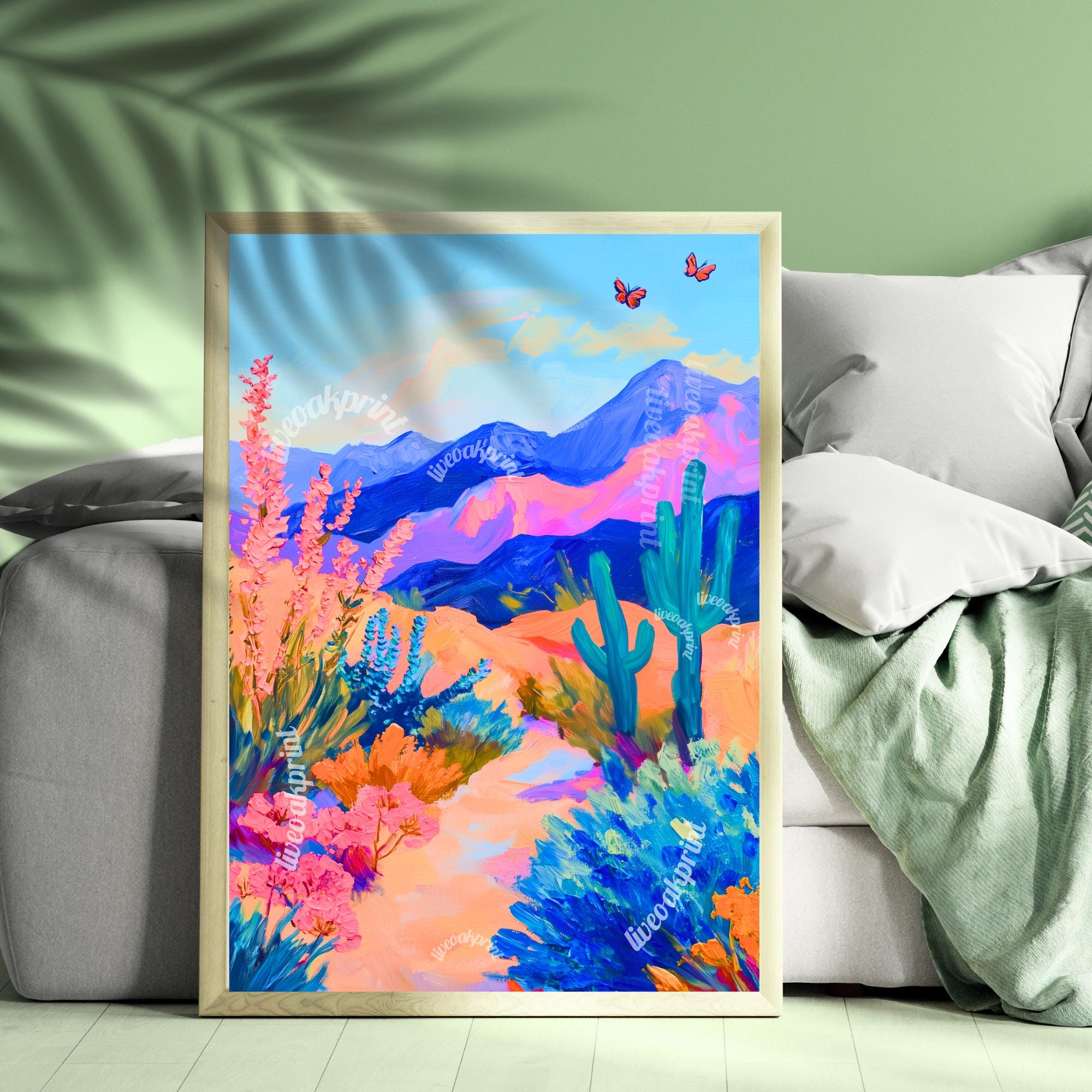 Boho Landscape Art - Cactus Print - Mexico Nature Scenery - Boho Wall Art - Cactus Wall Art - Cactus Decor - Boho Cactus