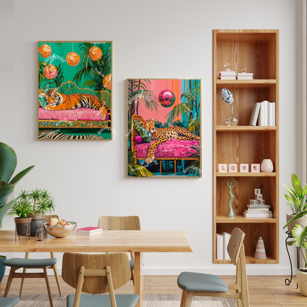 Sleeping Tiger Under Disco Ball