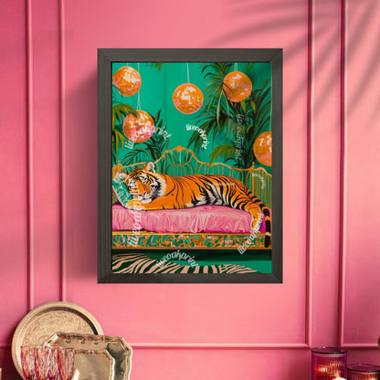 Sleeping Tiger Under Disco Ball