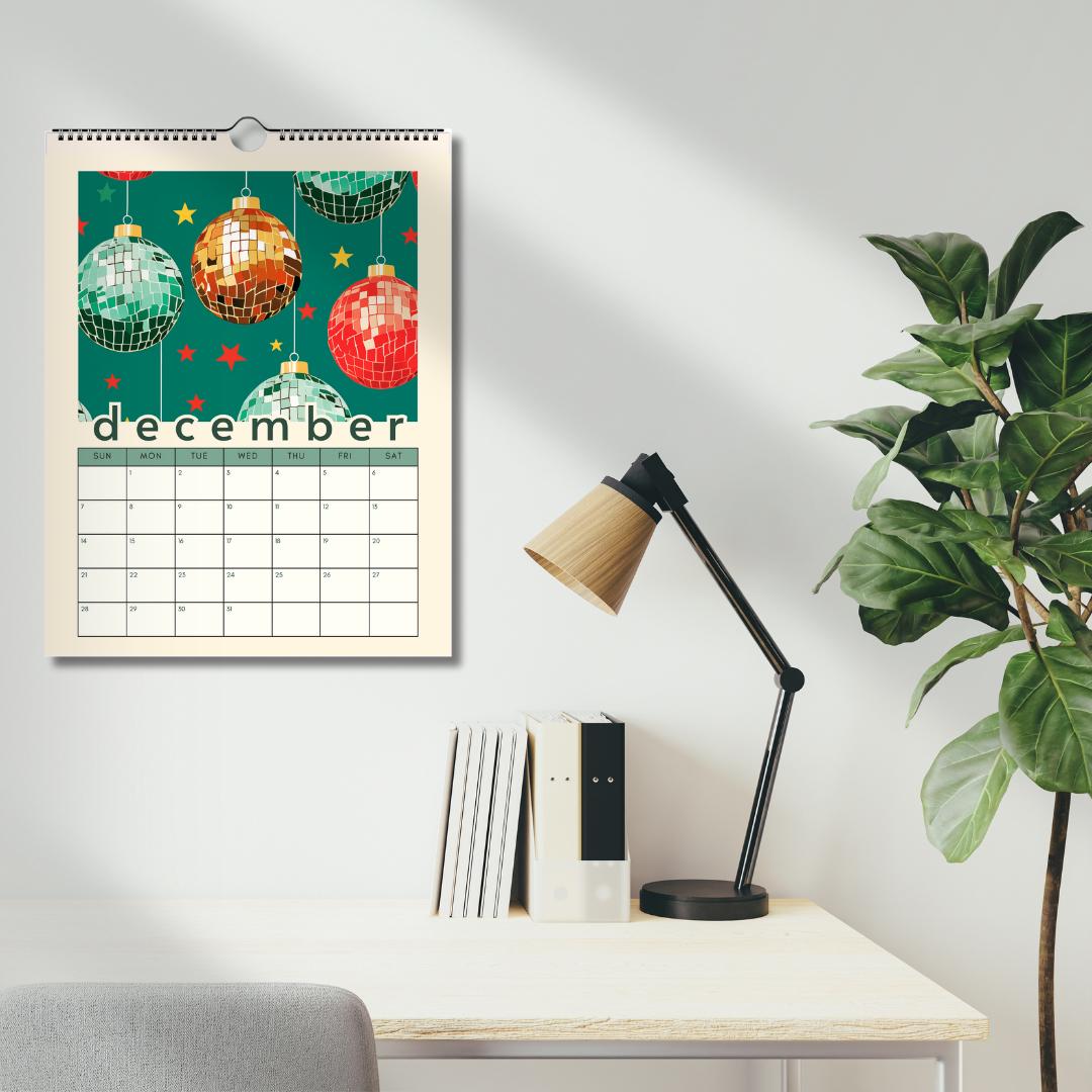 2025 Disco Calendar | 2025 Colorful Calendar | Disco Ball Gift | Disco Ball Wall Calendar