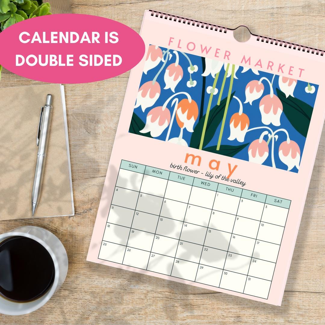 2025 Flower Market Calendar - 2025 Flower Calendar - Botanical Calendar - Floral Calendar - Birth Flower Calendar 2025 - 2025 Planner