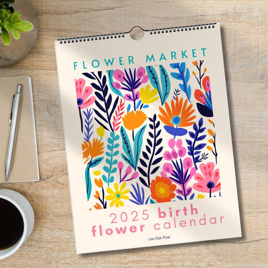 2025 Flower Market Calendar - 2025 Flower Calendar - Botanical Calendar - Floral Calendar - Birth Flower Calendar 2025 - 2025 Planner